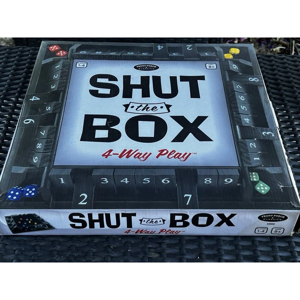 Front Porch Classics SHUT the BOX 4 - Way Play Game- Ages 8+ (1-4 Players)